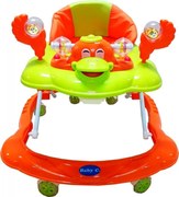 Premergator reglabil in 3 trepte NOVOKIDS™ Baby C, cu melodii, roti silentioase din silicon, Ratusca, Pliabil, Verde si Portocaliu