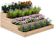 Outsunny Cadrul de grădină patrat fără fund, 4 etaje pentru plante, legume, fructe, flori, 113 x 113 x 46 cm lemn natural | Aosom Romania