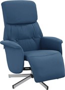 vidaXL Fotoliu rabatabil cu suport de picioare, albastru, textil