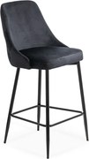 Scaun de bar Napoli, negru, catifea