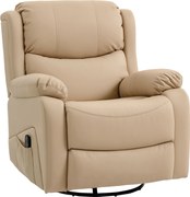 HOMCOM Fotoliu de Ralaxare cu 8 puncte de masaj și Încălzire, Fotoliu Reclinabil cu Suport pentru Picioare, 97x92x104 cm, Bej | Aosom Romania