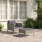 vidaXL Set mobilier de grădină cu perne, 2 piese, gri, poliratan