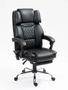 Scaun directorial, cu Masaj și Încălzire, suport picioare, PU, Negru