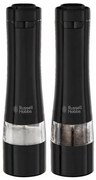 Moara electrica de sare si piper Russell Hobbs Black 28010-56, Mecanism ceramic, LED, Negru