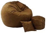 Set Fotoliu King Size cu Otoman (suport picioare) si Perna, Material Textil - Tattle Tan