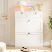 PANA25 - Pantofar 80 cm, pantofare, depozitare pantofi, mobilier hol cu sertare - Alb