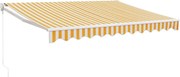 vidaXL Copertină retractabilă, galben/alb, 3,5x2,5 m, textil/aluminiu