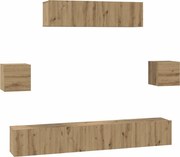 vidaXL Set comodă TV Pe perete 7 pcs Stejar Artizanal Lemn compozit