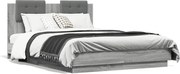 vidaXL Cadru de pat cu tăblie, gri sonoma, 135x190 cm, lemn prelucrat