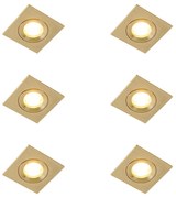 Set de 6 spoturi încastrate moderne aurii pătrate IP44 - Xena