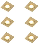 Set de 6 spoturi încastrate moderne aurii pătrate IP44 - Xena