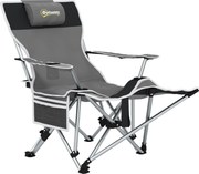 Outsunny Scaun de Camping Pliabil și Rabatabil cu Suport pentru Picioare Detașabil și Tetieră, 82x50/100x88 cm, Negru | Aosom Romania