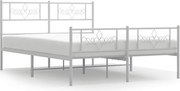 vidaXL Cadru de pat metalic cu tăblie, alb, 140x200 cm