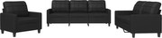 vidaXL Set de canapele cu perne, 3 piese, negru, piele ecologică