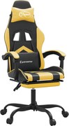 vidaXL Scaun de gaming cu suport picioare negru/auriu, piele ecologică