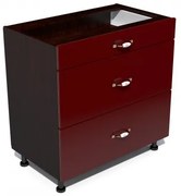 Corp inferior 80 cu 3 sertare metalice pentru greutate Zebra MDF rosu simplu