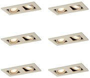 Set de 6 spoturi încastrate moderne bej GU10 50mm reglabile cu 2 lumini - Qure