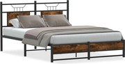vidaXL Cadru pat fără saltea stejar fumuriu 140x200 cm lemn prelucrat