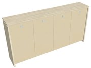 Dulap mediu pentru haine Verno 248 x 46 x 130 cm, uși de sticlă, salcâm / vanilie