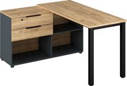 Birou de colţ pentru PC, grafit/stejar artisan, KLAUDIUS TIP 8