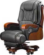 EXECUTIVE SIGNATURE 8033 – Scaun directorial din piele naturala si lemn masiv, Masaj in 9 puncte si Incalzire, rezistent 150 kg, Negru