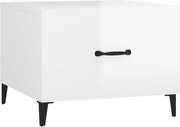 vidaXL Măsuță de cafea picioare metalice alb extralucios 50x50x40 cm