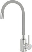 Baterie pentru chiuveta bucatarie, gri, cap mixer, pipa flexibila, Deante Luno Gri