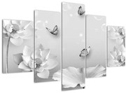 Tablou - Design flori și fluturi (150x105 cm)