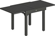 Outsunny Masă de Bucătărie Extensibilă pentru Terasă, 4-6 Persoane, 80-160 cm Masă Extensibilă din Aluminiu cu Blat din Lamele, Negru | Aosom Romania