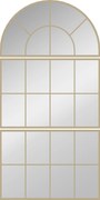 HOMCOM Oglindă de perete arcuită oglindă de perete în formă de fereastră set de 3 piese cadru din metal 76 x 150 cm auriu | Aosom Romania