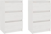 vidaXL Noptiere, 2 buc, alb, 40x29,5x64 cm, lemn masiv de pin