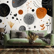 Fototapet - Abstracție de design cu cercuri și frunze (147x102 cm)