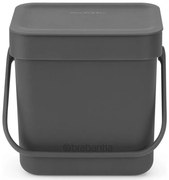 Cos de gunoi colectare selectiva Brabantia Sort&Go 1003230, 3 L, Maner, Gri închis