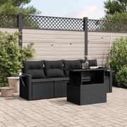vidaXL Set mobilier de grădină cu perne, 5 piese, negru, poliratan