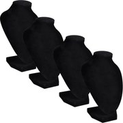 vidaXL Suport bijuterii flanel pentru colier, negru, 9 x 8,5 x 15 cm, 4 buc
