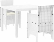 vidaXL Set de masă pentru grădină 3 pcs Alb Polipropilenă