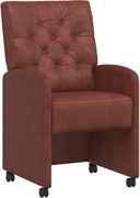 vidaXL Scaune de dining cu roți 2 pcs Maro lucios 58 x 67 x 97 cm