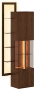 Vitrină lemn masiv Aurora cu Raft Iluminată Stejar Fumuriu, 73 × 37 × 175 cm