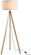 HOMCOM Modern Design Three Legged Floor Lamp Vertical Decoration Lamp, Bedroom and Office,  Beige Lampshade  HOMCOM Lampada da terra treppiede in legno con lampadine E27 moderno per camera ufficio paralume beige Ф45 x 152cm
