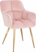 HR550 Scaun Roz Pudra Catifea cu Bază Aurie