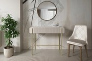 Masuta de toaleta Malmi 100 cm cu sertare - cashmir / crema bianca / picioare aurii
