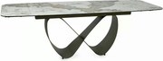 Masă extensibilă INFINITY, alb lucios/cupru, sticlă securizată/ceramic