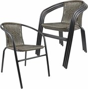 Set de scaune de grădină, stivuibile, gri închis, 4 buc