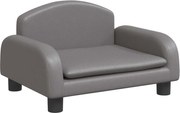 vidaXL Pat de câini, gri, 50x40x30 cm, piele ecologică