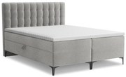 Pat boxspring gri deschis cu spațiu de depozitare 140x200 cm Puhala – Makamii