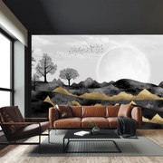 Fototapet - Munți cu lună plină (147x102 cm)