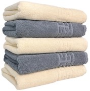 Set 5 Prosoape Baie, Bumbac 100%, Gri Bej