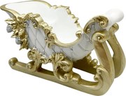 Figurina Sanie de Craciun alba cu elemente aurii IMPERIALE, 28cm