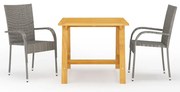 vidaXL Set mobilier de grădină, 3 piese, gri