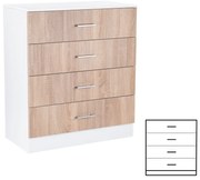 Comodă Miami cu 4 sertare 80x92 cm stejar sonoma-alb